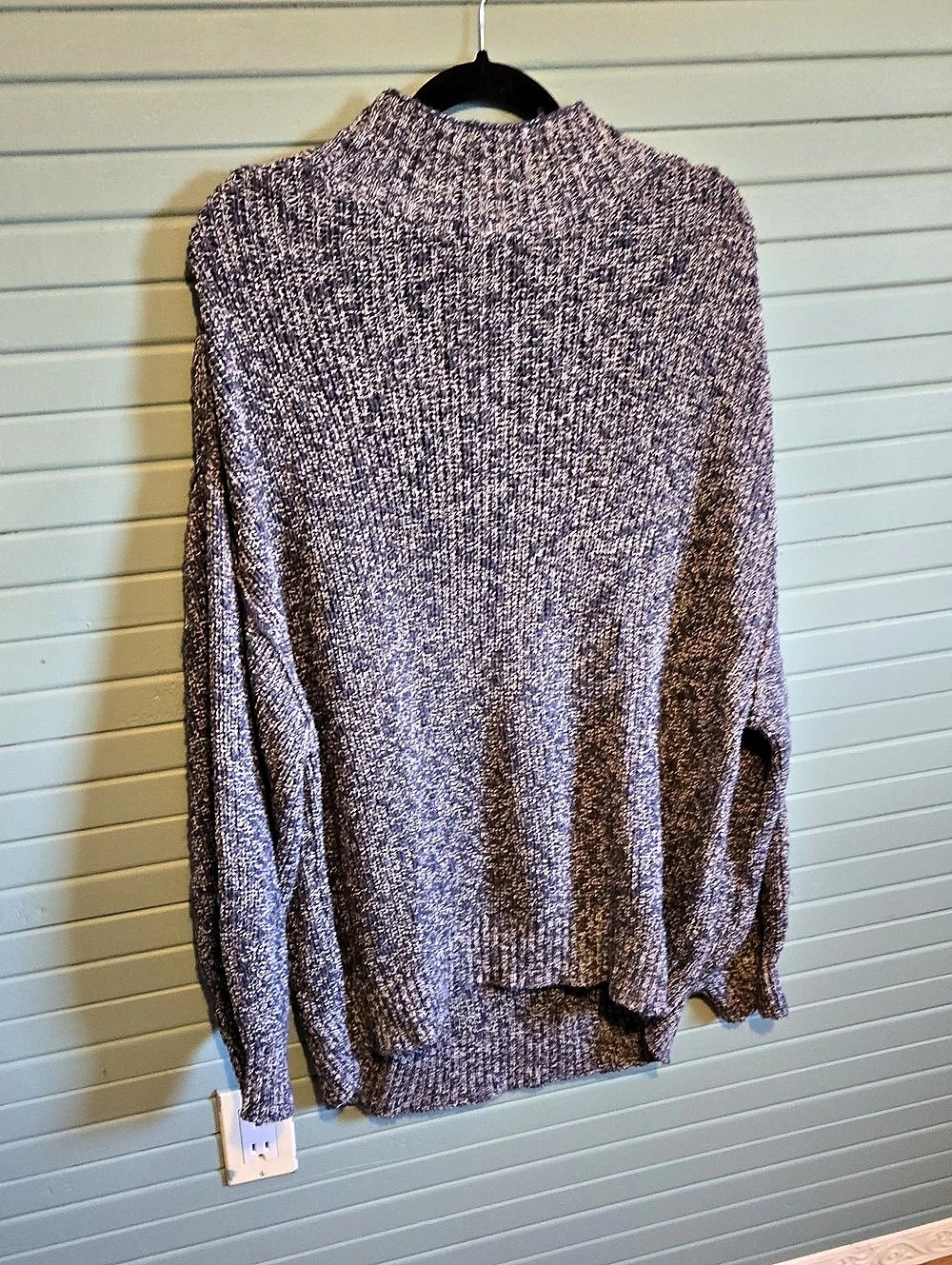 Aerie Marled Cotton Sweater Blue & White XL NWT